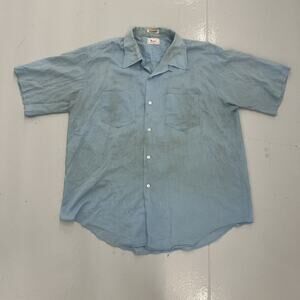 Vintage 60s 70s Norris Light Blue Loop Collar Shirt
